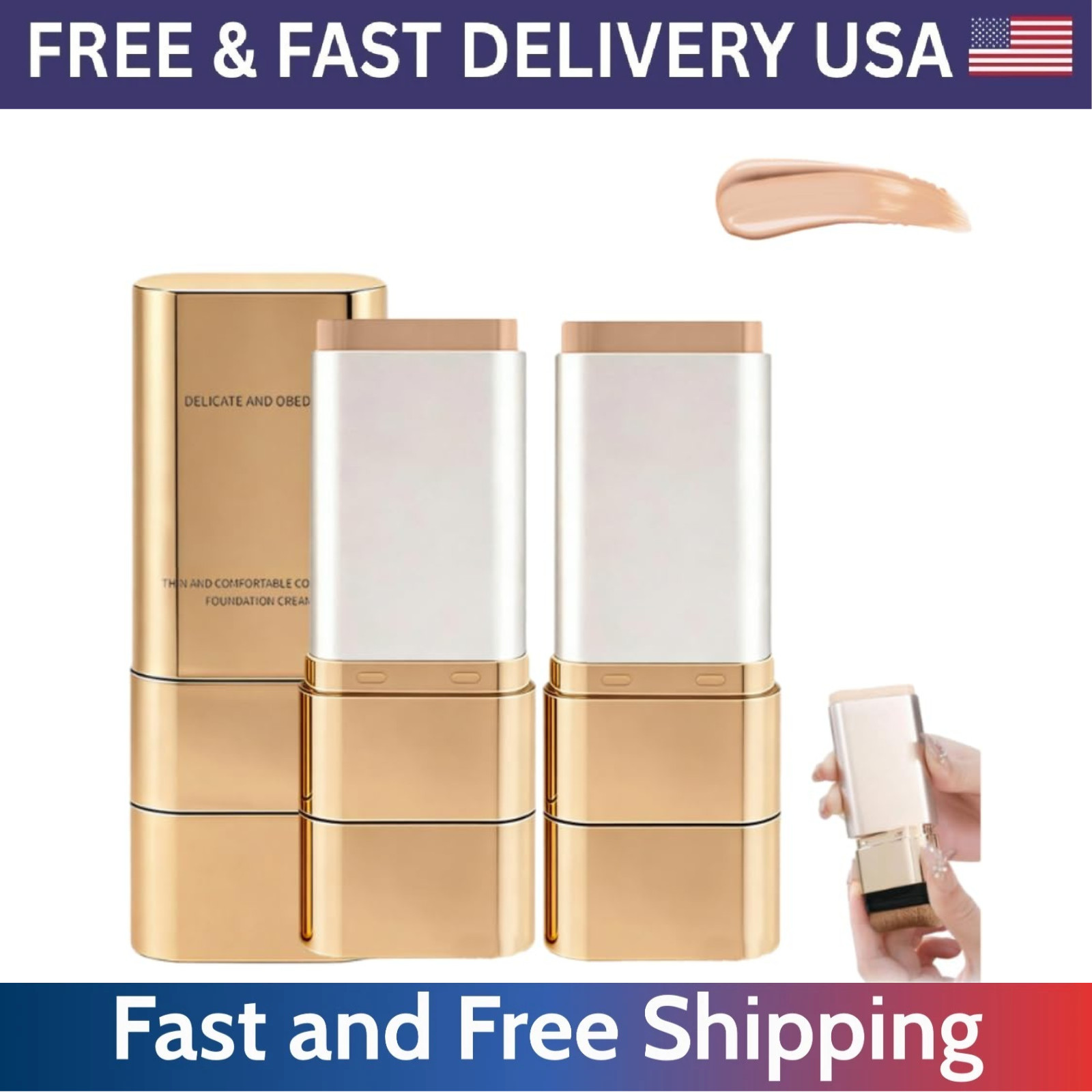 2PCS Dual-Ended Concealer Foundation Stick, Korean 3-in-1 Foundation Stick, Mult