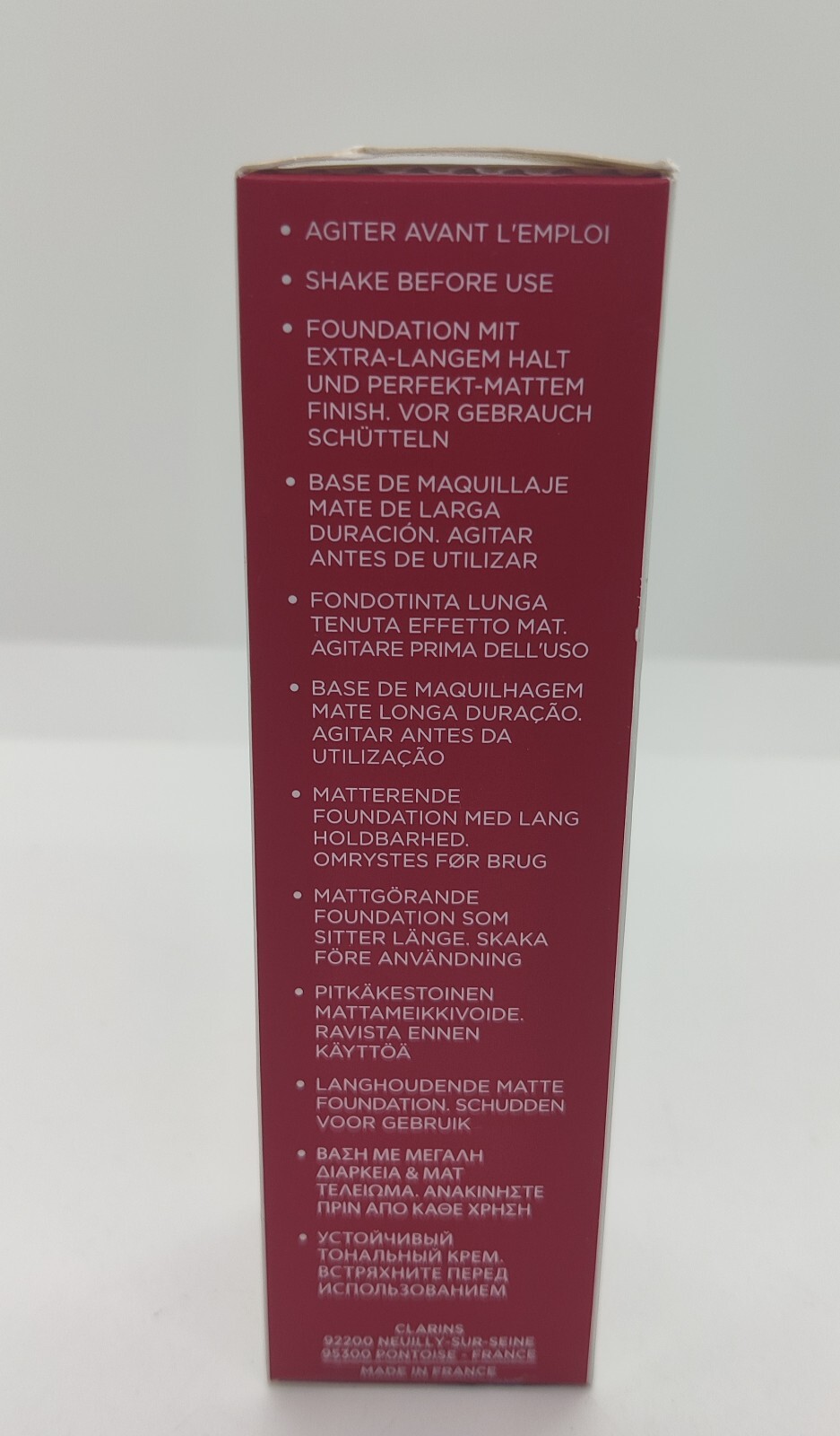 Clarins Paris Everlasting Matte Foundation 1 oz 114.5W Sepia