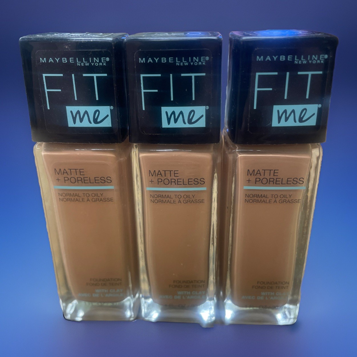 Maybelline Fit Me! Matte+Poreless Foundation #320 Natural Tan Lot Of 3 Bottles