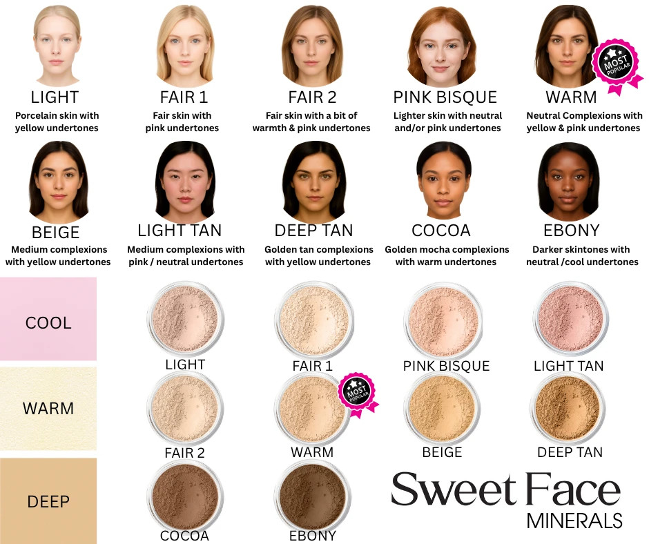 Foundation Powder Refill by Sweet Face Minerals, Lightweight Mineral Loose