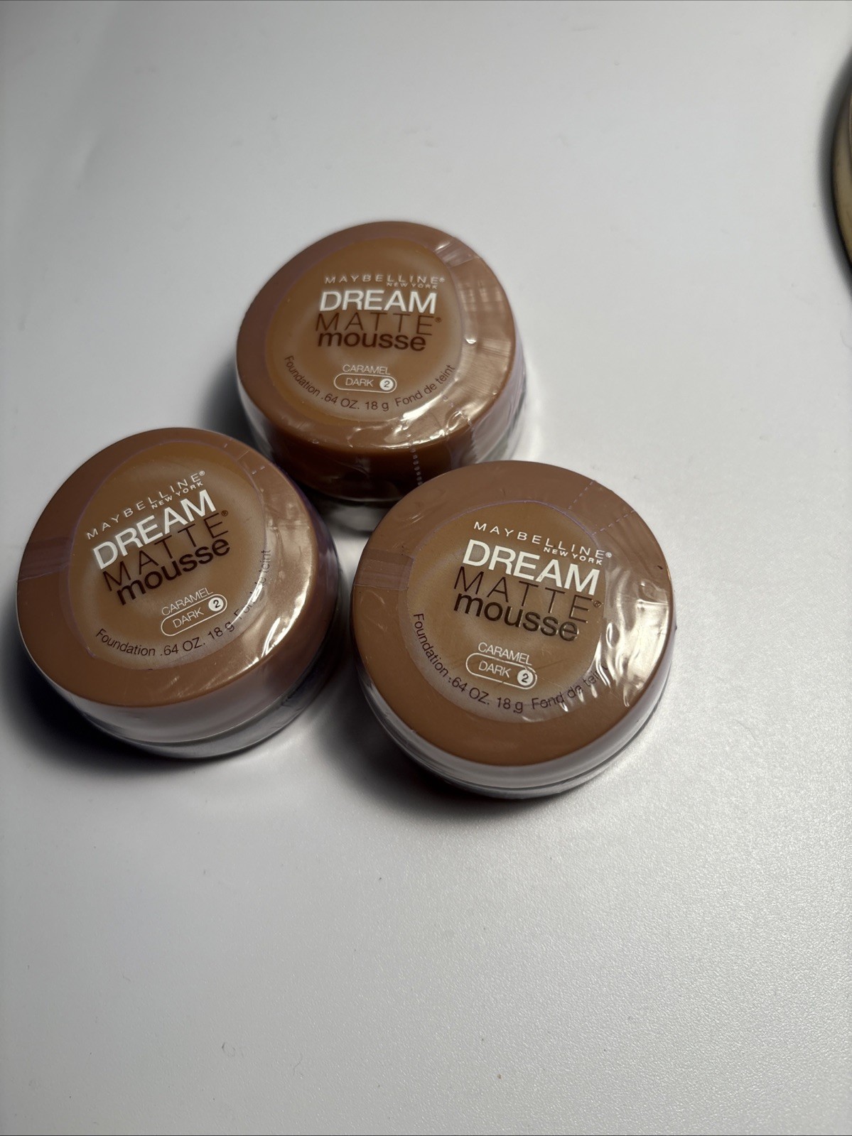 3~Maybelline CARAMEL DARK 2 704MOUS-120 Dream Matte Mousse Foundation Sealed
