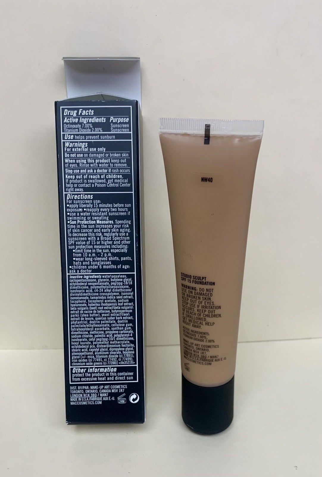 MAC Studio Sculpt SPF 15 Foundation NW40 – 1.3oz – New/Sealed