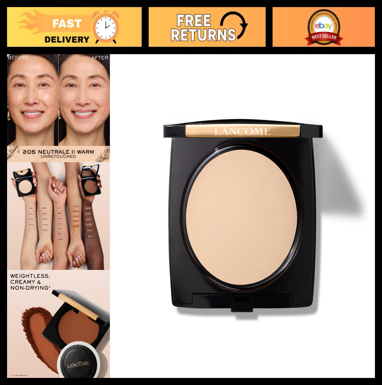 Dual Finish Powder Foundation – Natural Look, Sheer-to-Full Coverage, Longwear,
