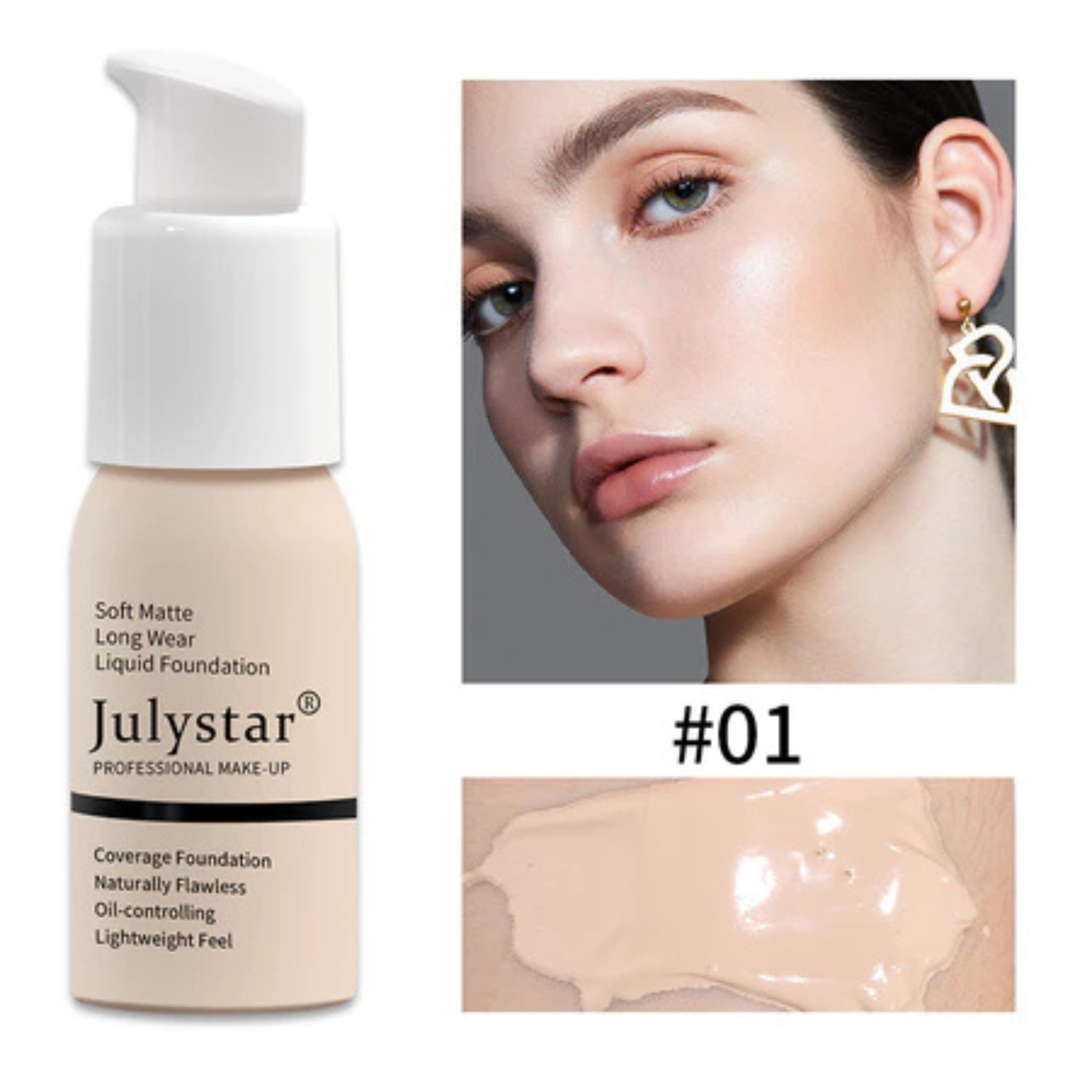 JULYSTAR Oil Control Foundation Concealer Cream Long Lasting Full Coverage Shade