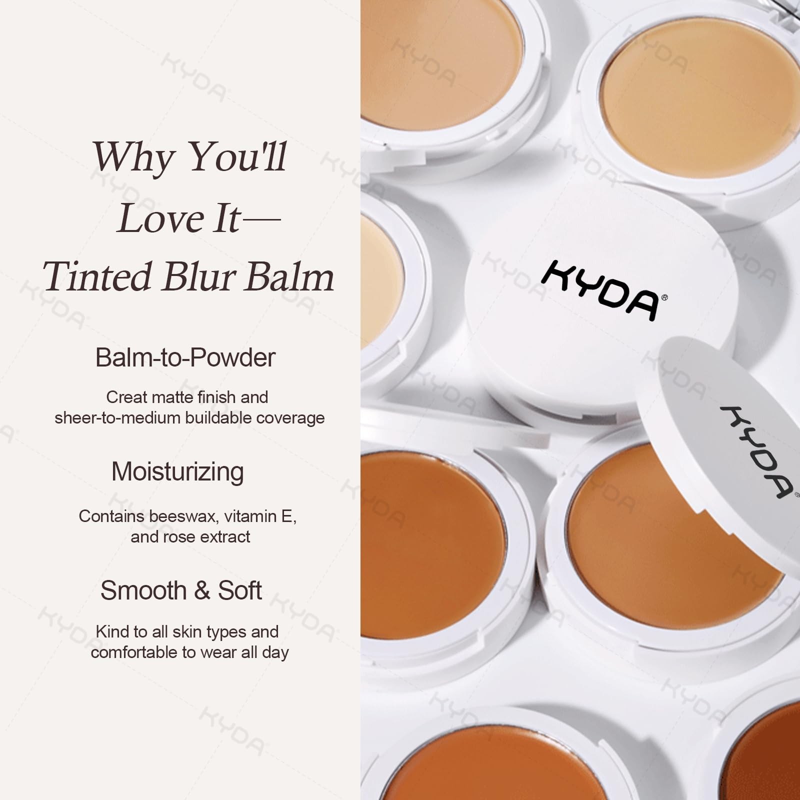 KYDA Tinted Foundation Balm, Concealer Cream Blur Balm Formula, Softfocus Mat…