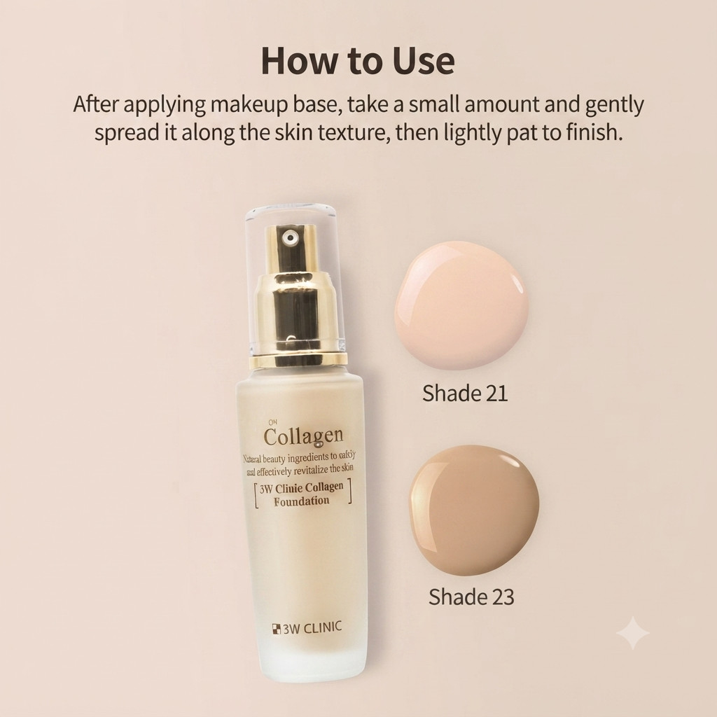 3W CLINIC Collagen Foundation 50ml Perfect Cover BB Cream K-Beauty