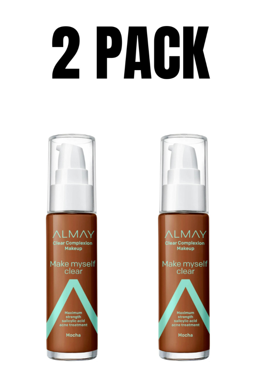 Almay Clear Complexion Makeup, Acne Treatment Foundation (Mocha 910) 1 oz New
