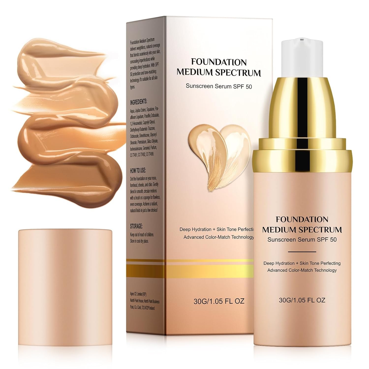 4-in-1 Color Changing Foundation SPF 50+ Full Coverage Liquid Foundation Serum 3
