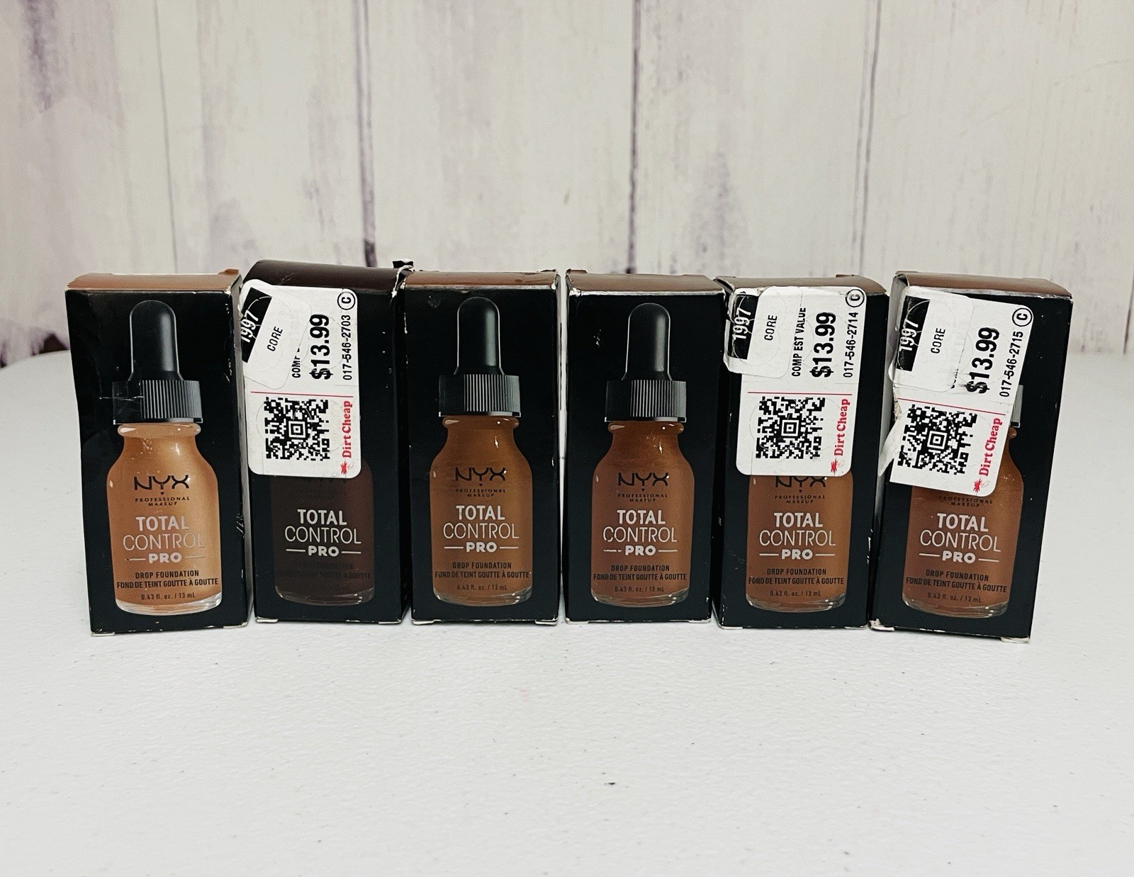 6 NYX Total Control Pro Drop Foundation Mocha Cappuccino Deep Ebony Cocoa Lot