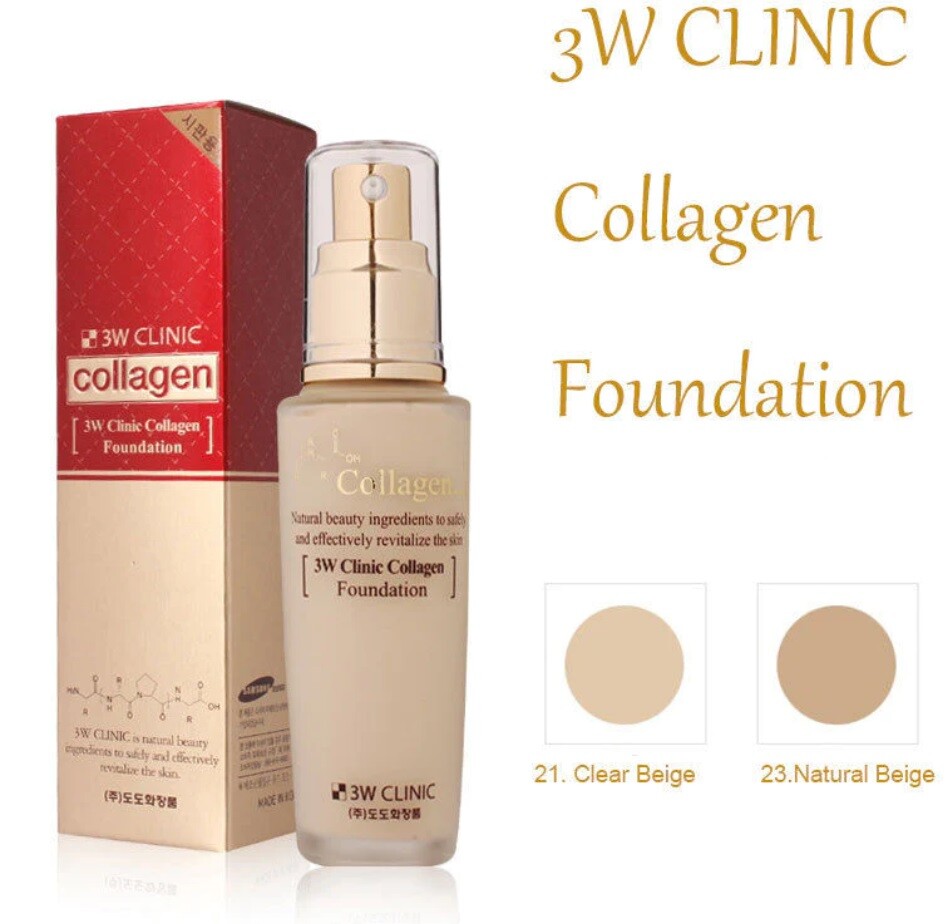 3W CLINIC Collagen Foundation, Collagen Makeup Base # 21 or # 23 USA Seller