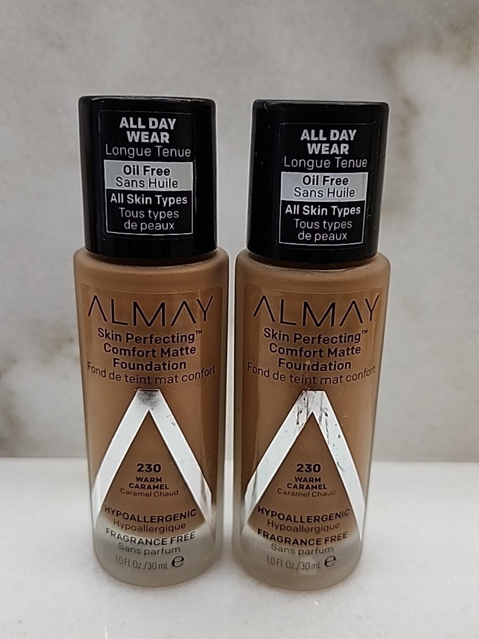 2- Almay Skin Perfecting Comfort Matte Foundation, Oil Free #230- Warm Caramel.
