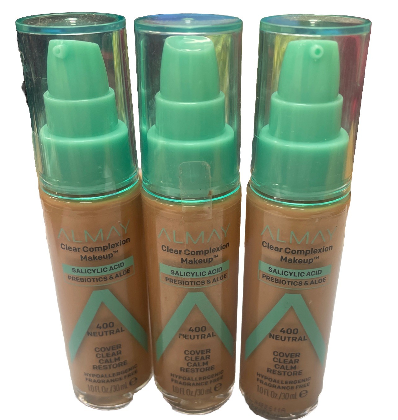 Almay Clear Complexion Foundation Prebiotics & Aloe 400 Neutral 1oz Ea Lot Of 3