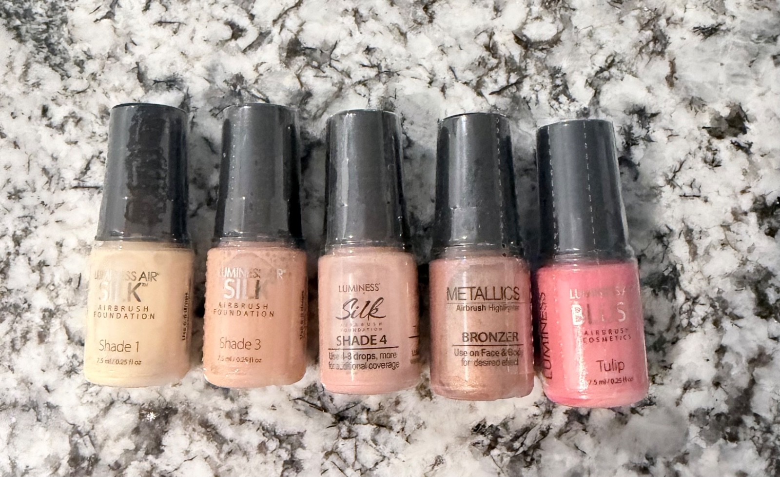 Luminess LOT Of 5 Airbrush Makeup Foundation, Bronzer and Blush 0.25oz