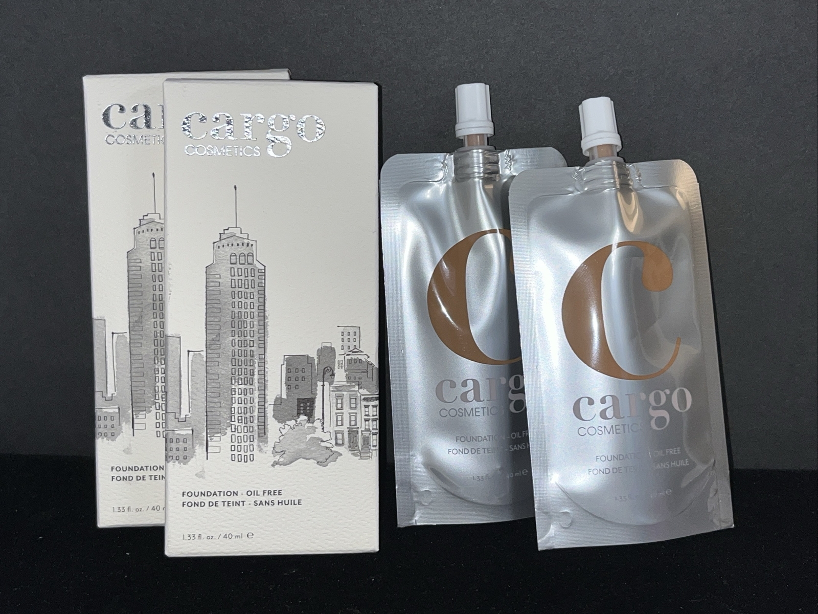 Cargo Cosmetics Liquid Foundation F-70 Soft Golden Caramel 1.33fl Oz / (2 Boxes)
