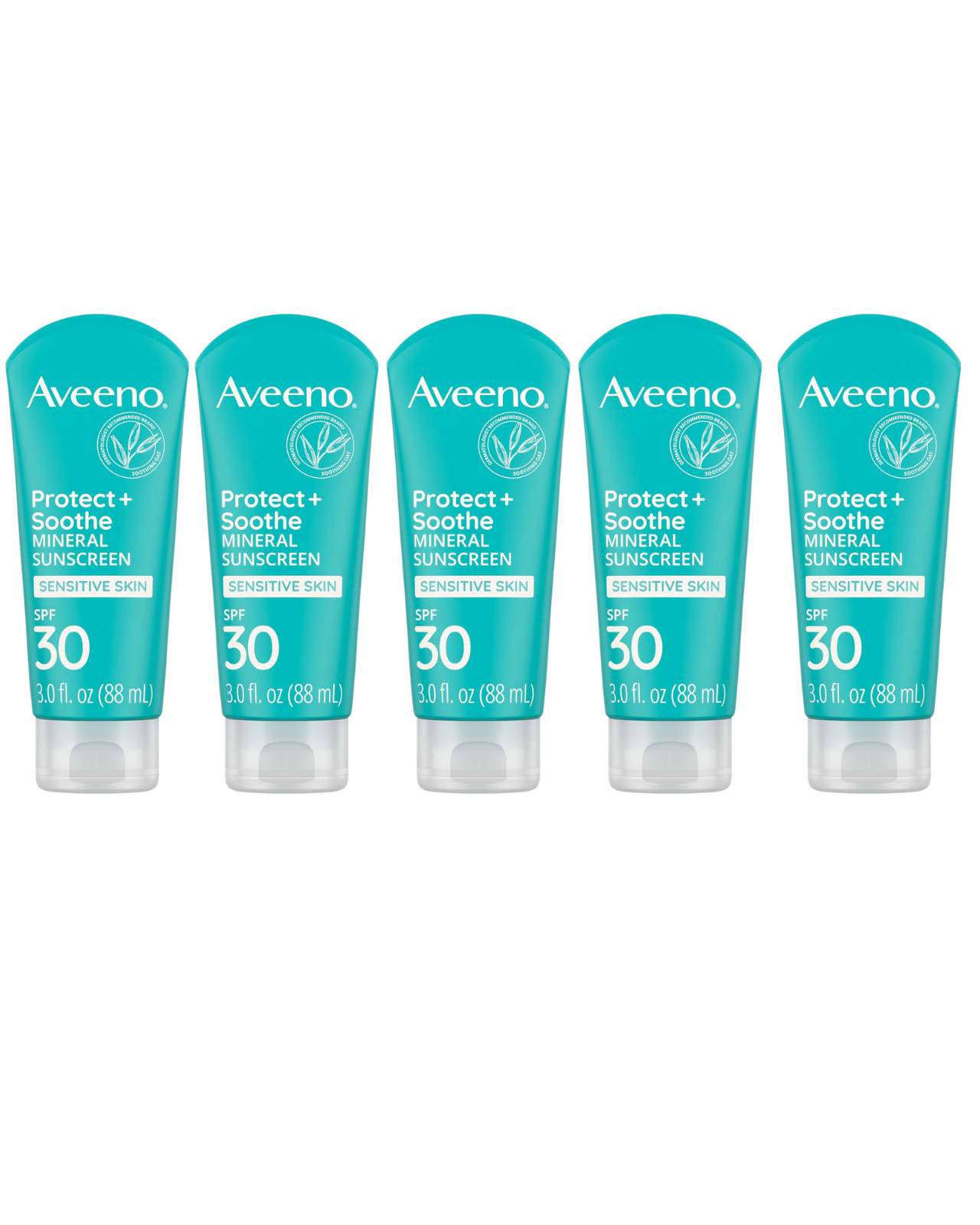 5 Pack Aveeno Protect + Soothe Mineral Sunscreen SPF30 3oz EXP 09/2025