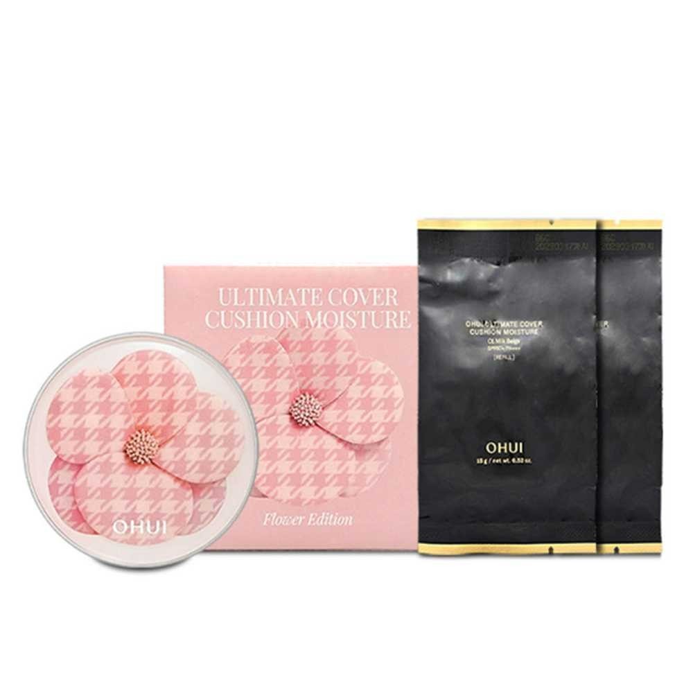 OHUI Ultimate Cover Cushion Moisture Flower Edition 01 Milk Beige 15g + 2 Refill