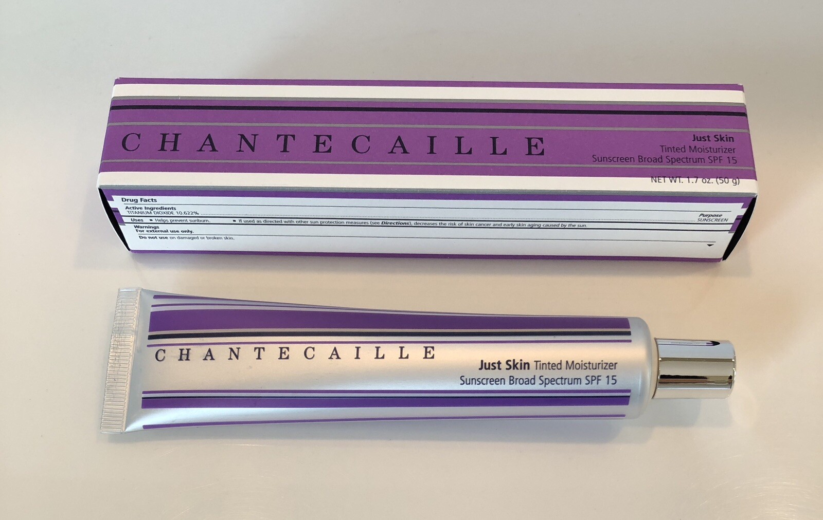 Chantecaille Just Skin Tinted Moisturizer SPF 15, 1.7 oz/50 g, Aura Color, NIB