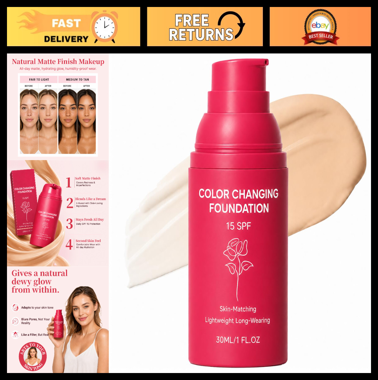 Korean Color Changing Foundation – Adaptive Makeup for All Skin Tones, Conceals
