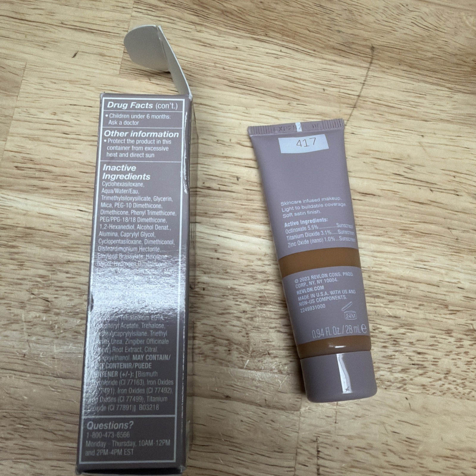 Revlon Illuminance Serum Tint 417 Warm Caramel SFP 15 Ginger Root Vitamin C, E