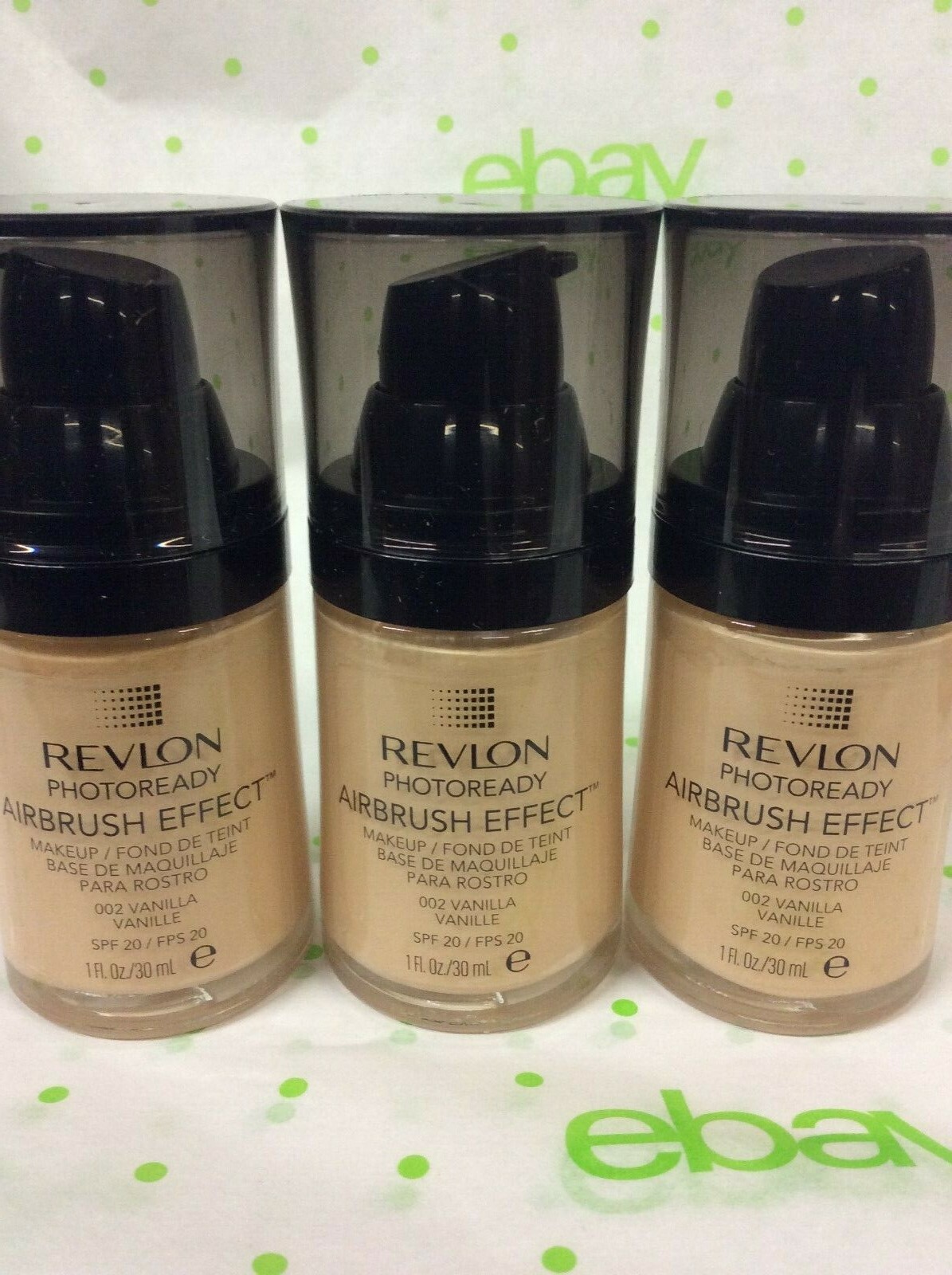 LOT OF 3 – Revlon Photoready Airbrush Effect Makeup Foundation, #002 VANILLA New
