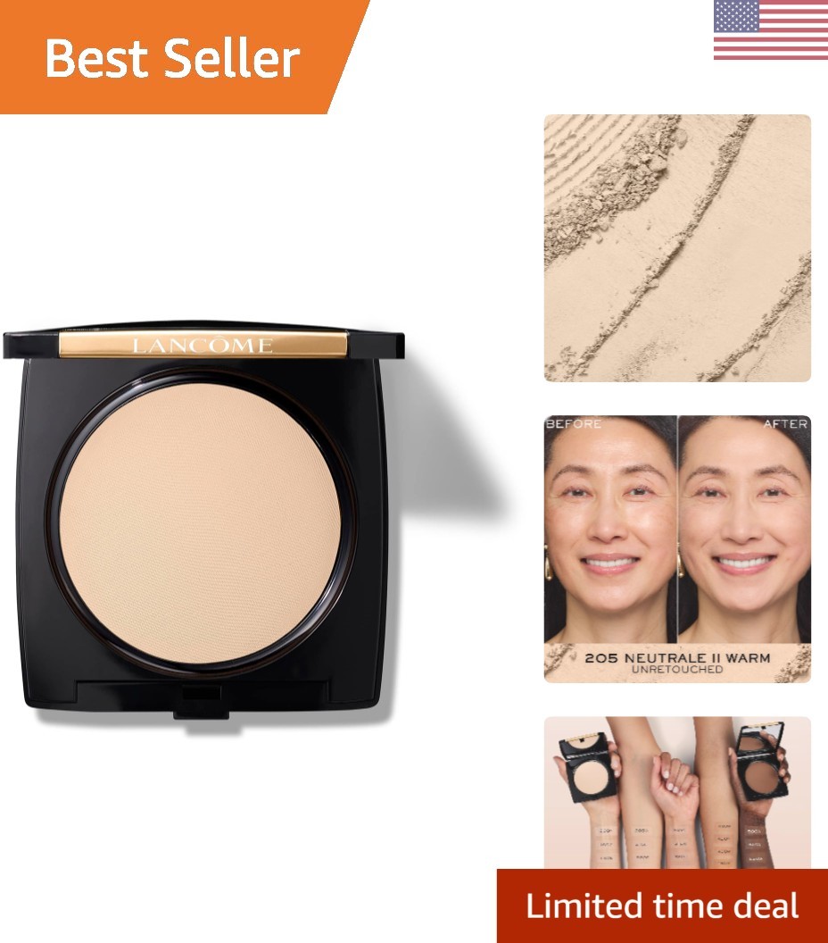 Luxury Dual Finish Powder Foundation – Natural Sheer-to-Full Coverage, 205 Warm