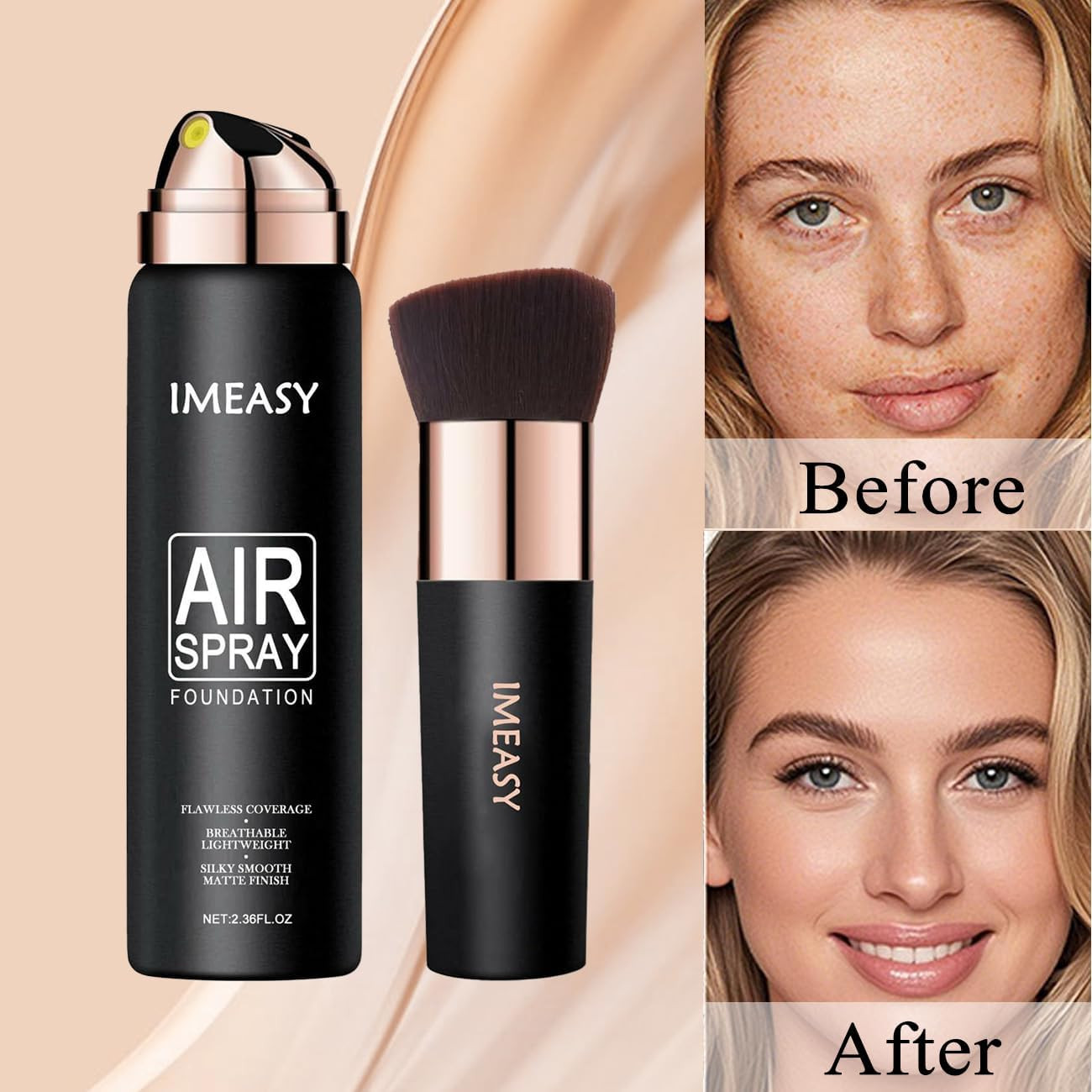 Airbrush Makeup Foundation Spray, Flawless Full Coverage Foundation, Long-Lastin