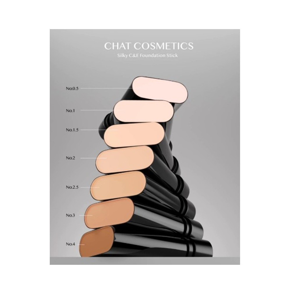 CHAT Silky C&E Foundation Stick # 2 Medium to Yellowish Skin Tone Controls Oil