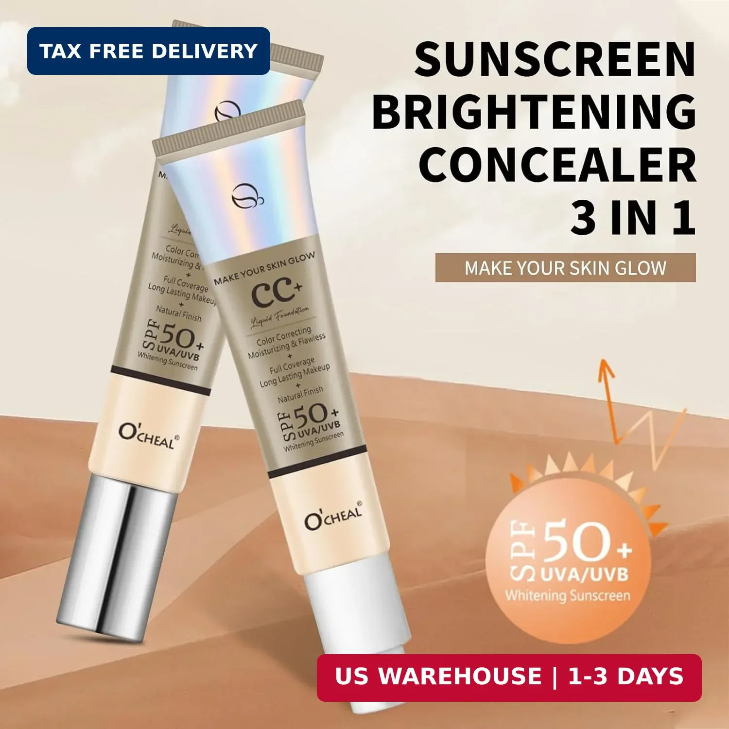 O’CHEAL CC+ Cream SPF50+ Full Coverage Color Correcting Liquid Foundation