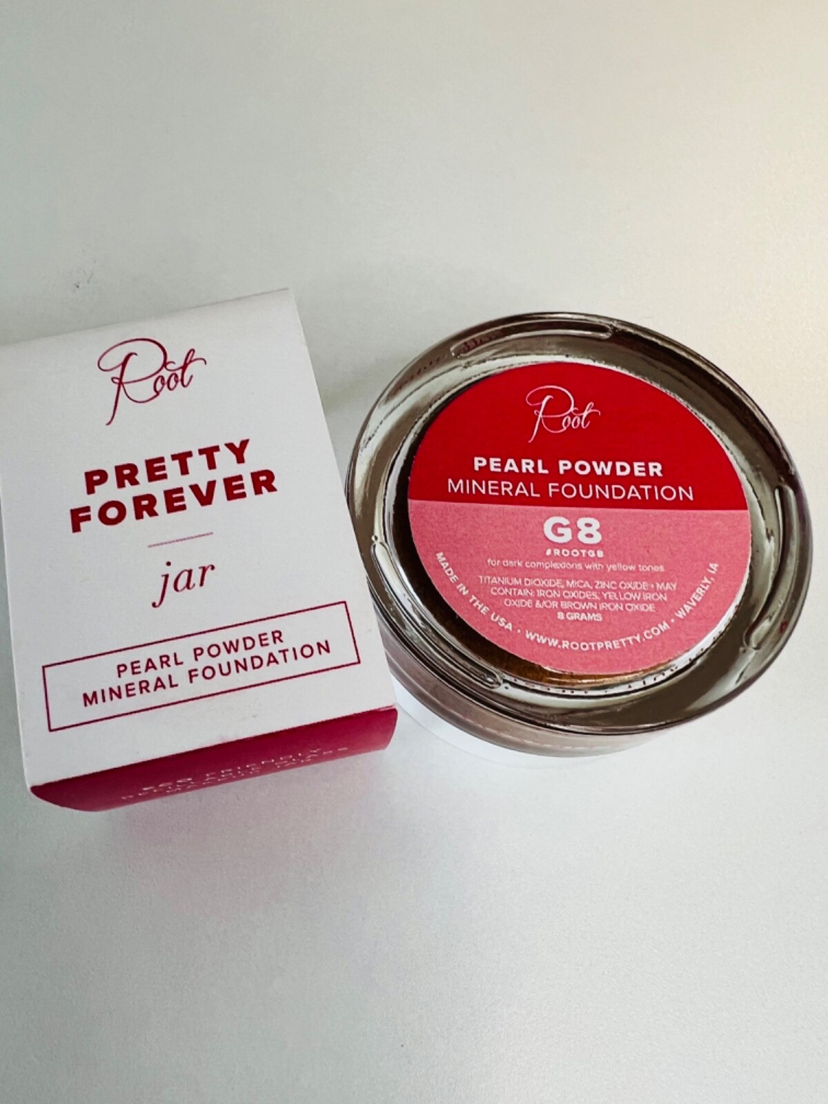 RootPretty Loose Mineral Foundation Glass Jar G 3.5Brand New Clean non toxic.
