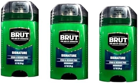 Brut Deodorant Oval Solid 2.25 Oz. – 24 Hour Protection with Trimax (3 Sticks) O