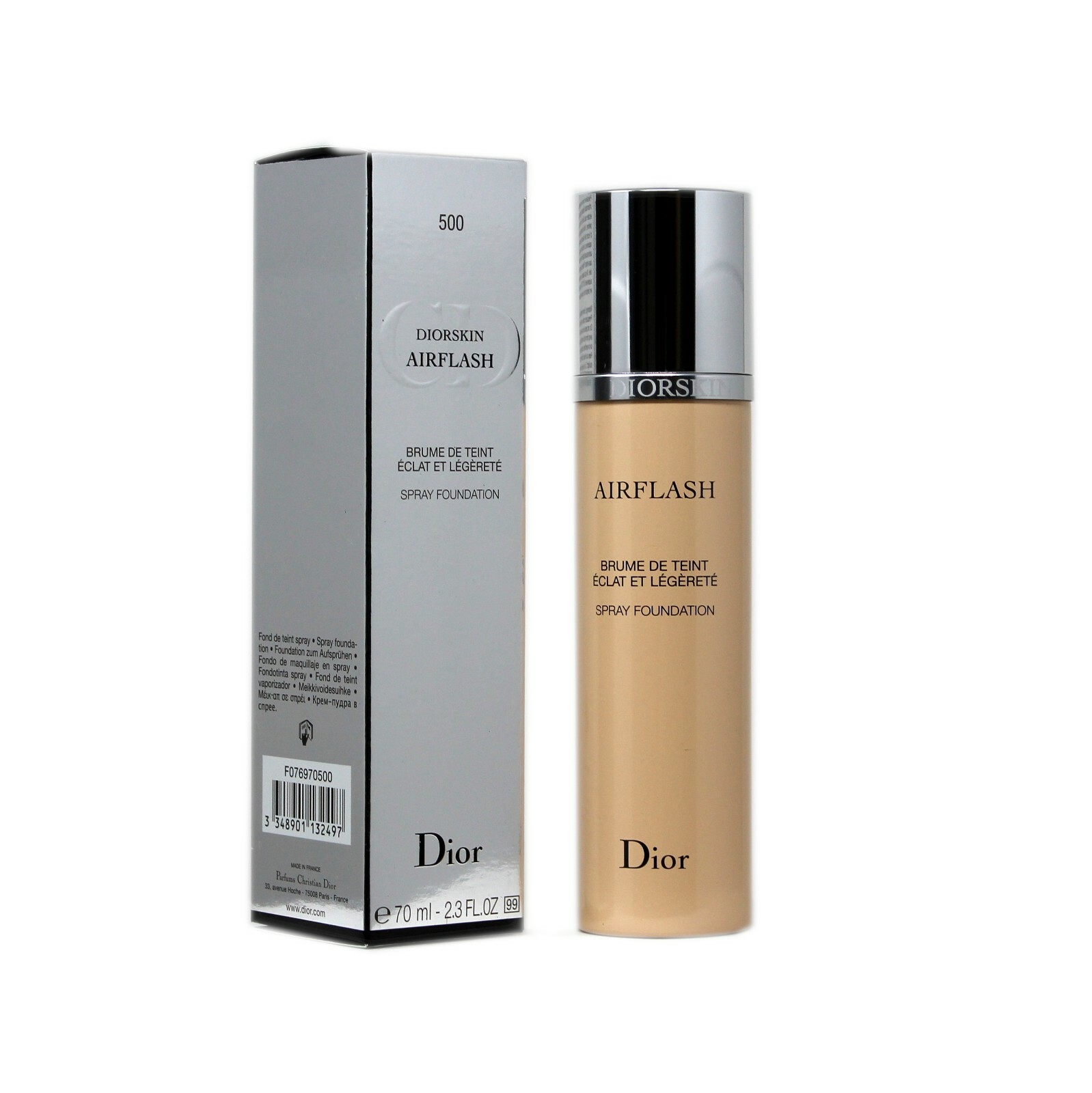DIORSKIN AIRFLASH SPRAY FOUNDATION 70 ML/2.3 OZ. #500-DARK BEIGE NIB