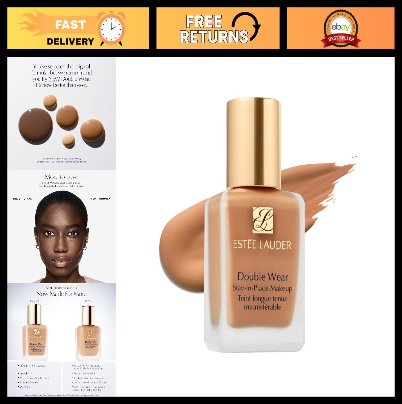 Long-Wear Matte Foundation Makeup | Double Wear Stay-in-Place, 1 Fl Oz, Oil-Free