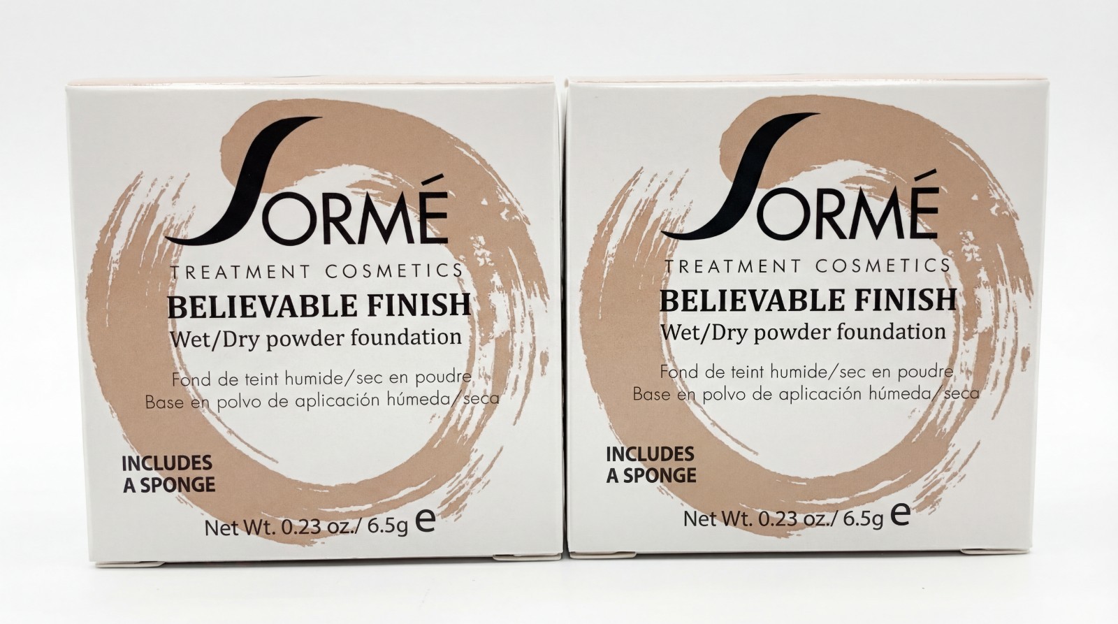 2X Sorme Believable Finish Wet/Dry Powder Foundation Rosy Beige 411 , 0.23 oz Ea