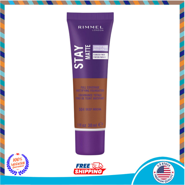 Rimmel London Stay Matte Liquid Mousse – 504 Deep Mocha – Foundation, 1oz