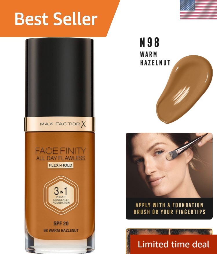 Waterproof & Oil-Free Facefinity Liquid Foundation with SPF 20, Flawless Look