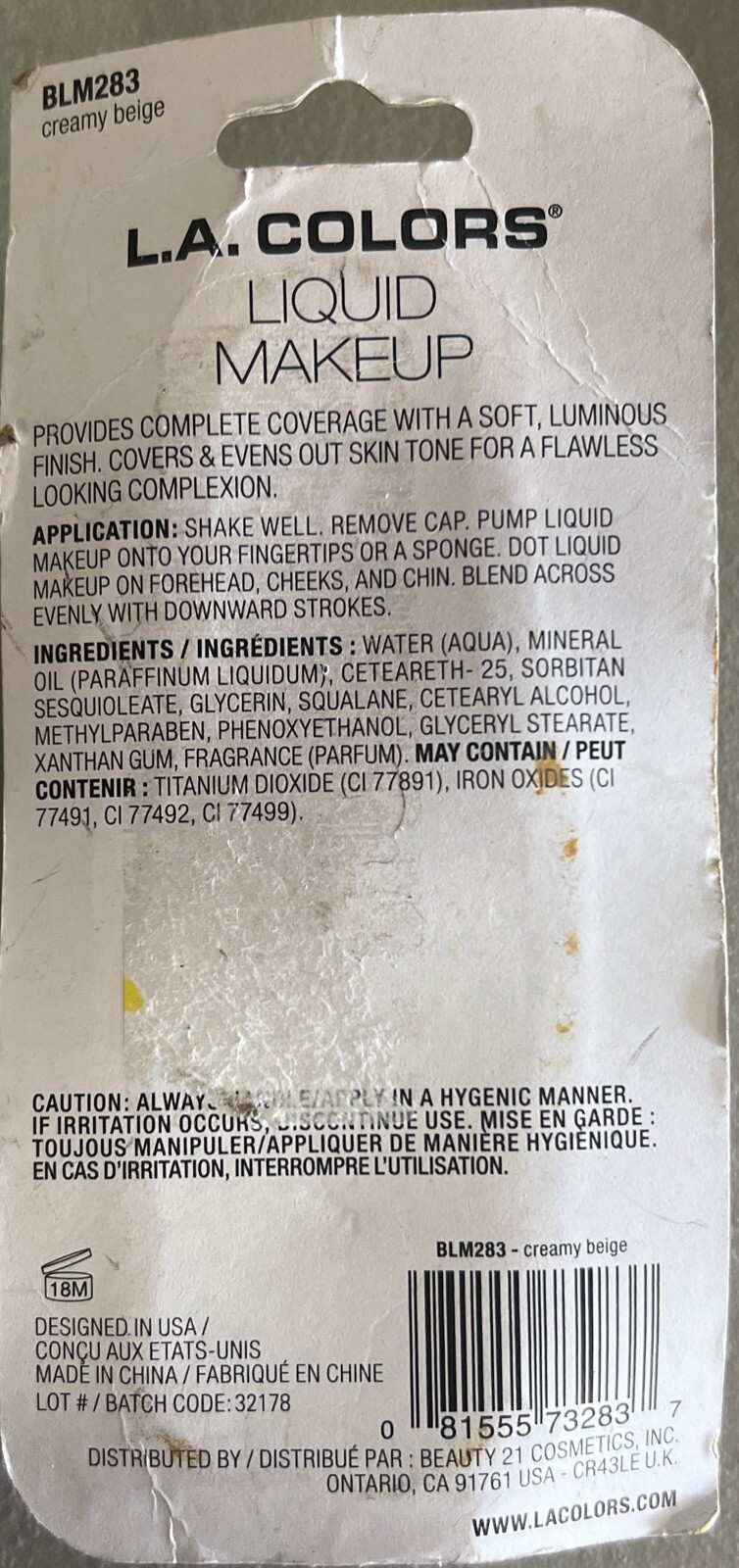 3-Liquid Makeup Full Coverage – Creamy Beige BLM283