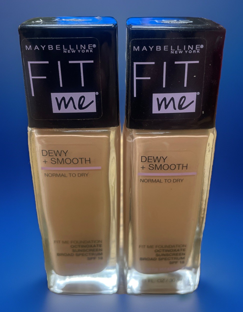 Maybelline Fit Me! Dewy+Smooth Foundation 105 Fair Ivory Lot Of 2 Bottles