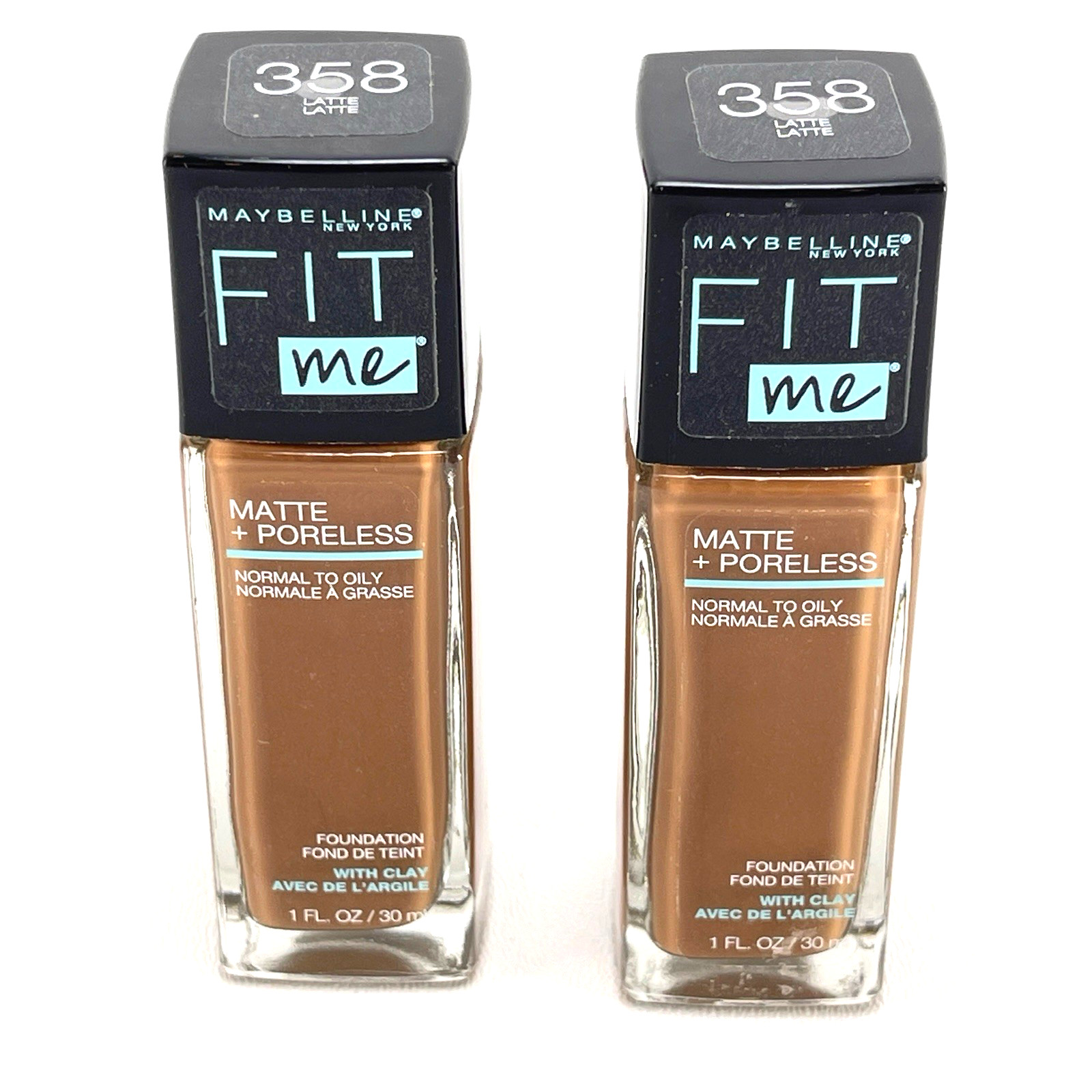 Maybelline Fit Me Matte + Poreless Foundation Shade 358 Latte – Pack Of 2 – New