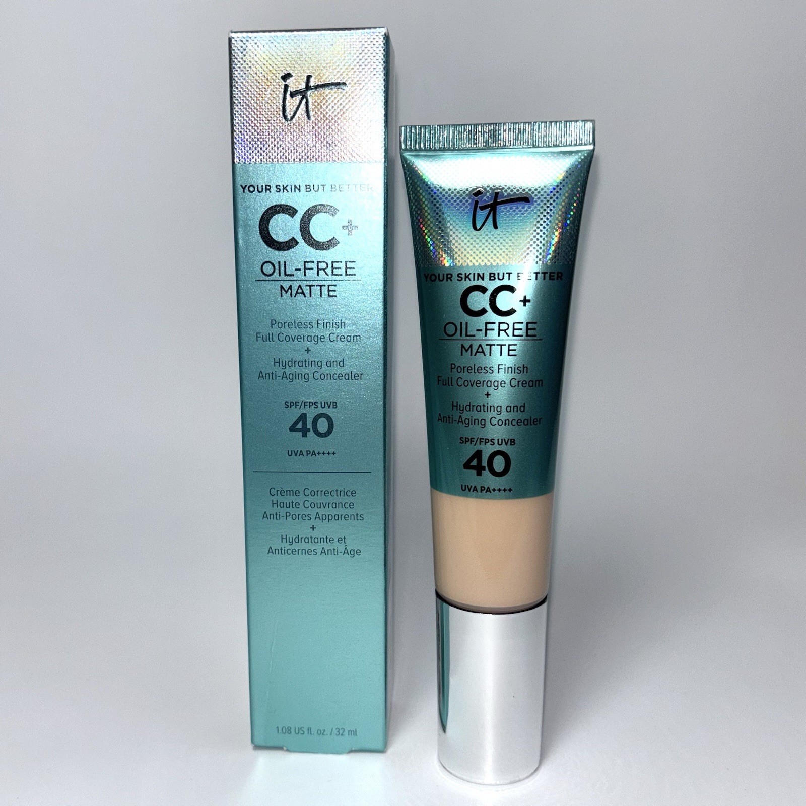 IT COSMETICS CC+ Oil Free Matte Full Coverage Foundation Cream SPF 40 Fair