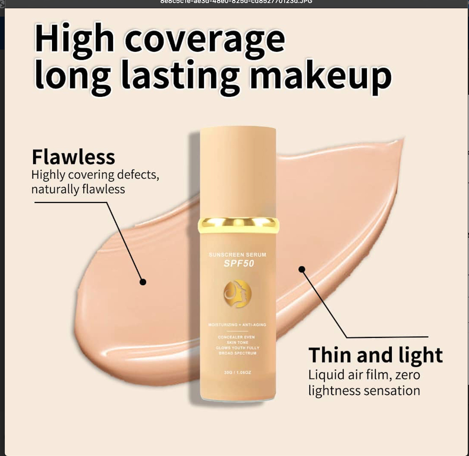 4 in 1 foundation Liquid- Hydrating Medium full coverage concealer SPF 50+