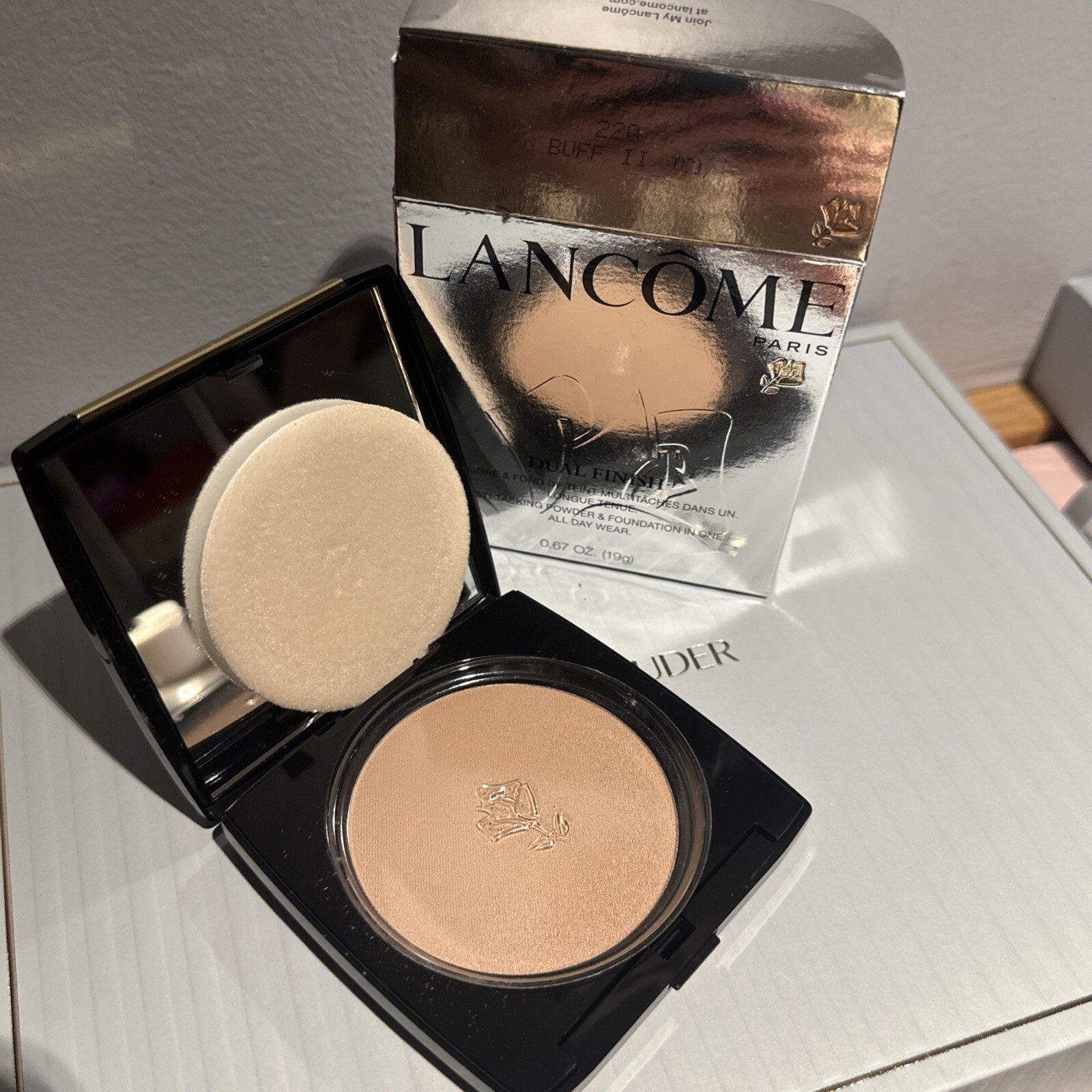 New Lancome Dual Finish Multitasking Powder Foundation 220 BUFF II (C) Full Size