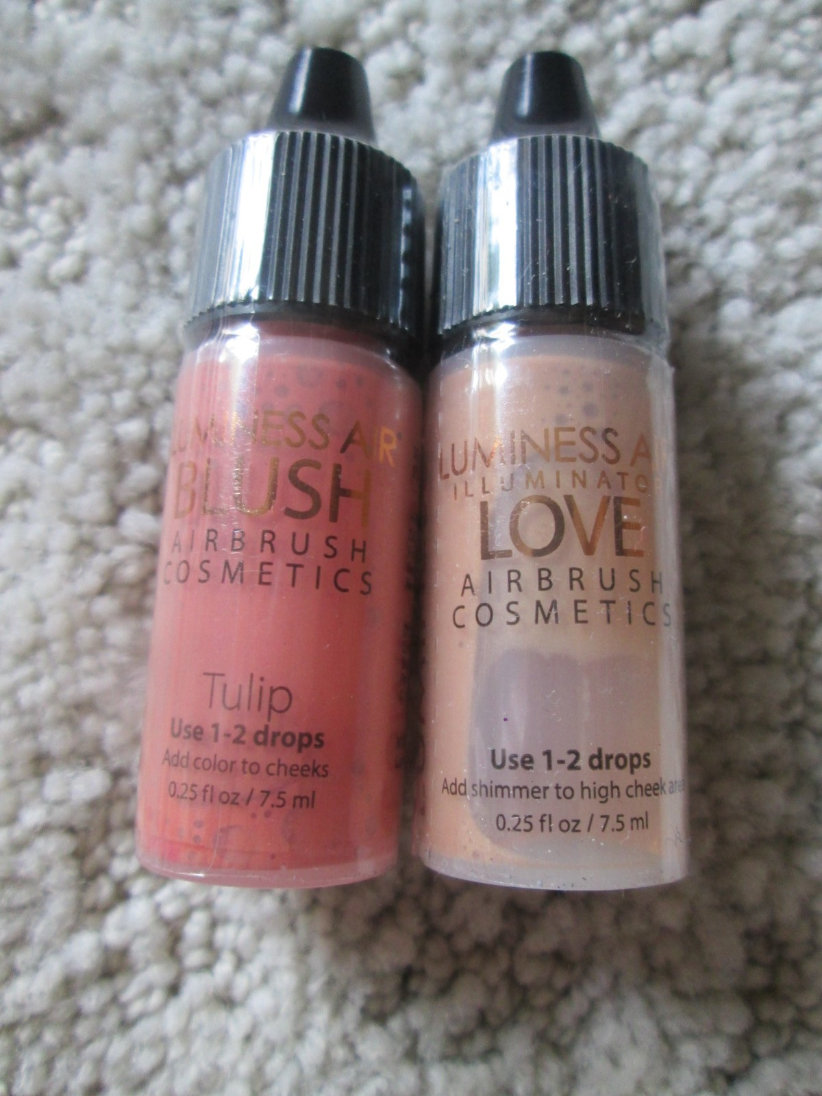 2 New Sealed Luminess Tulip Blush .25oz Bottle of Airbrush Makeup + LOVE