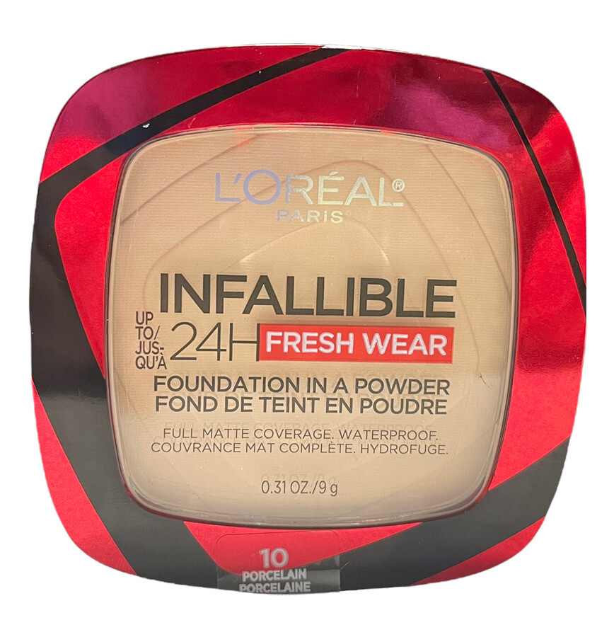 NEW L’Oreal Paris Infallible Up to 24H Fresh Wear Powder #10 Porcelain 0.31 Oz