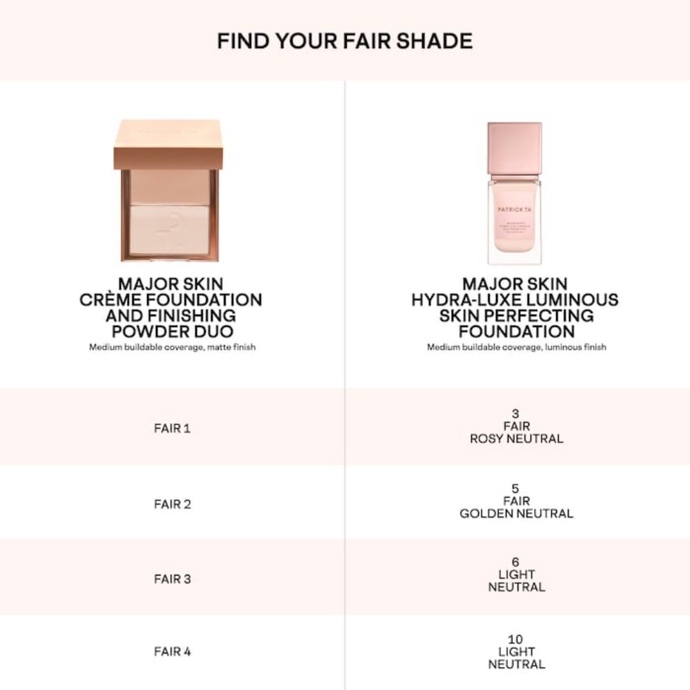 PATRICK TA Authentic Luminous Skin Perfecting Foundation 30 Colors 1 oz / 30 mL