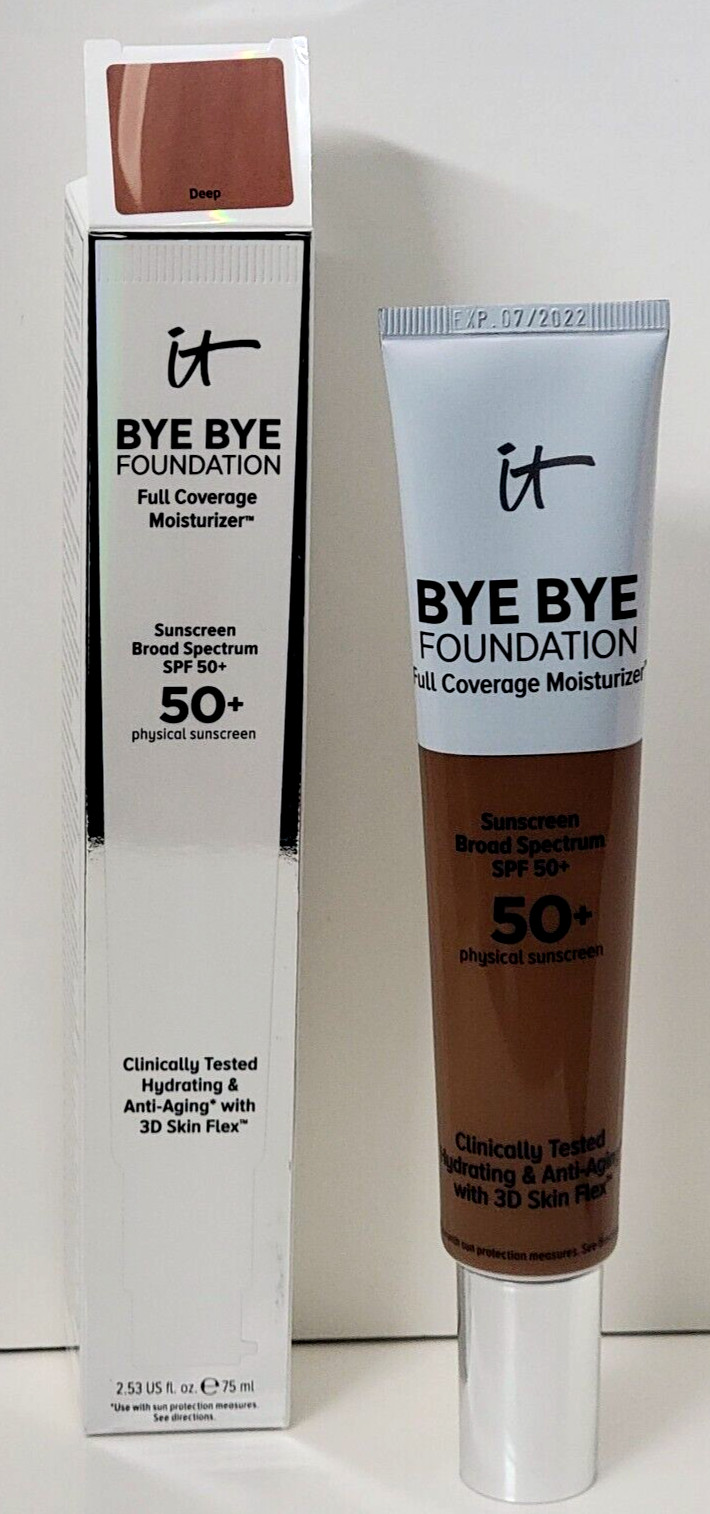 IT COSMETICS BYE BYE FOUNDATION Full Coverage Moisturizer SPF 50 + 2.53 oz DEEP