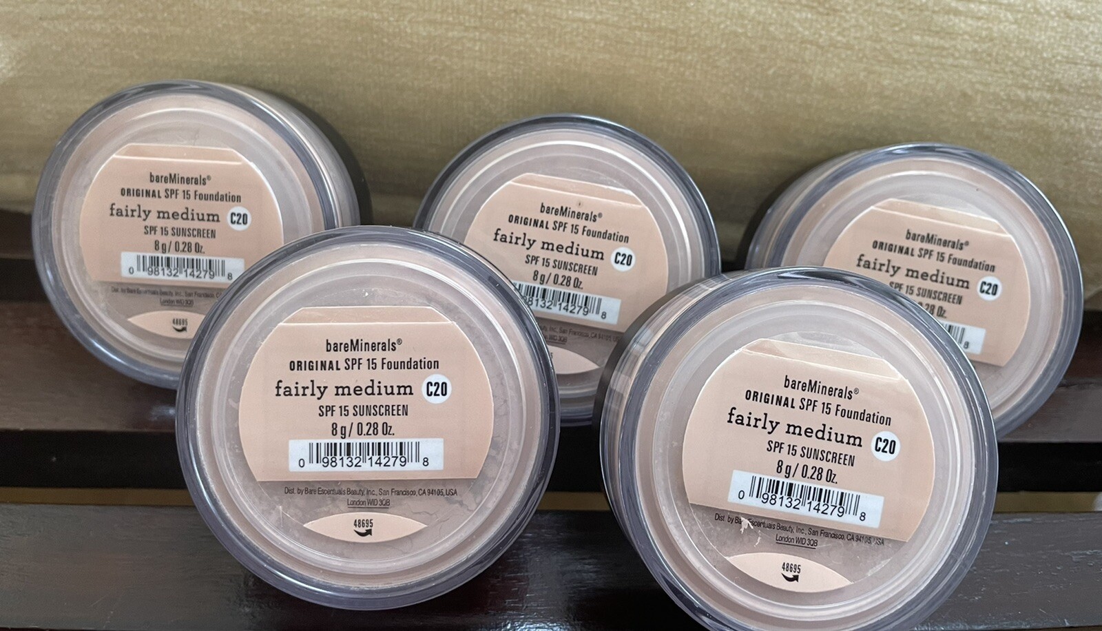 5 pcs x bareMinerals SPF15 Foundation FAIRLY MEDIUM C20 Full Size 8g ~ NEW ~
