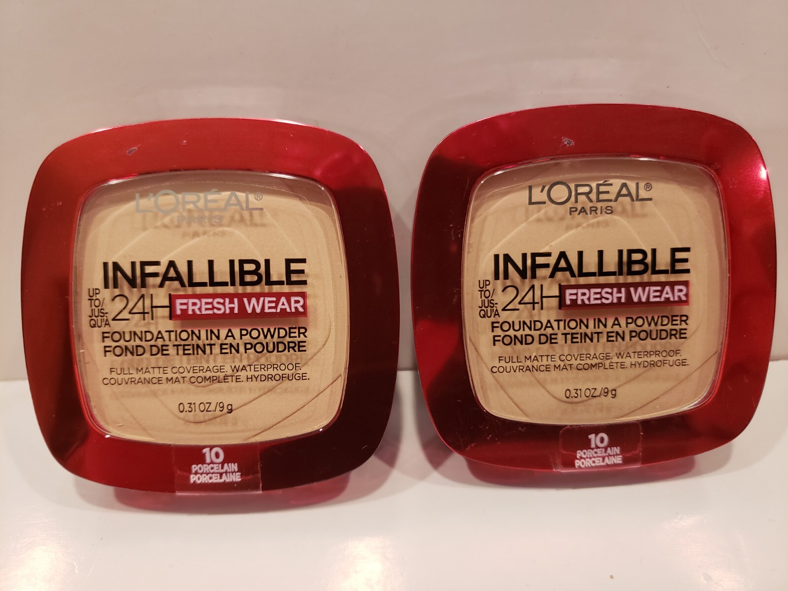 L’oreal~Lot of 2~Infallible Up-To 24H Fresh Wear Foundation in Powder~#10 Porcel