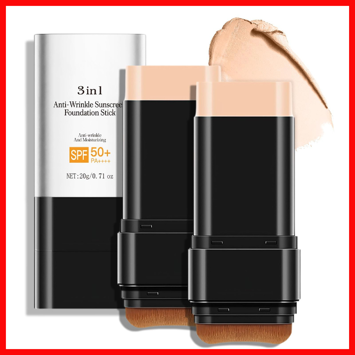 Dimot 3 In 1-Luxury Anti-Wrinkle Foundation Stick Spf 50 Brush 2 Pcs Hydrating