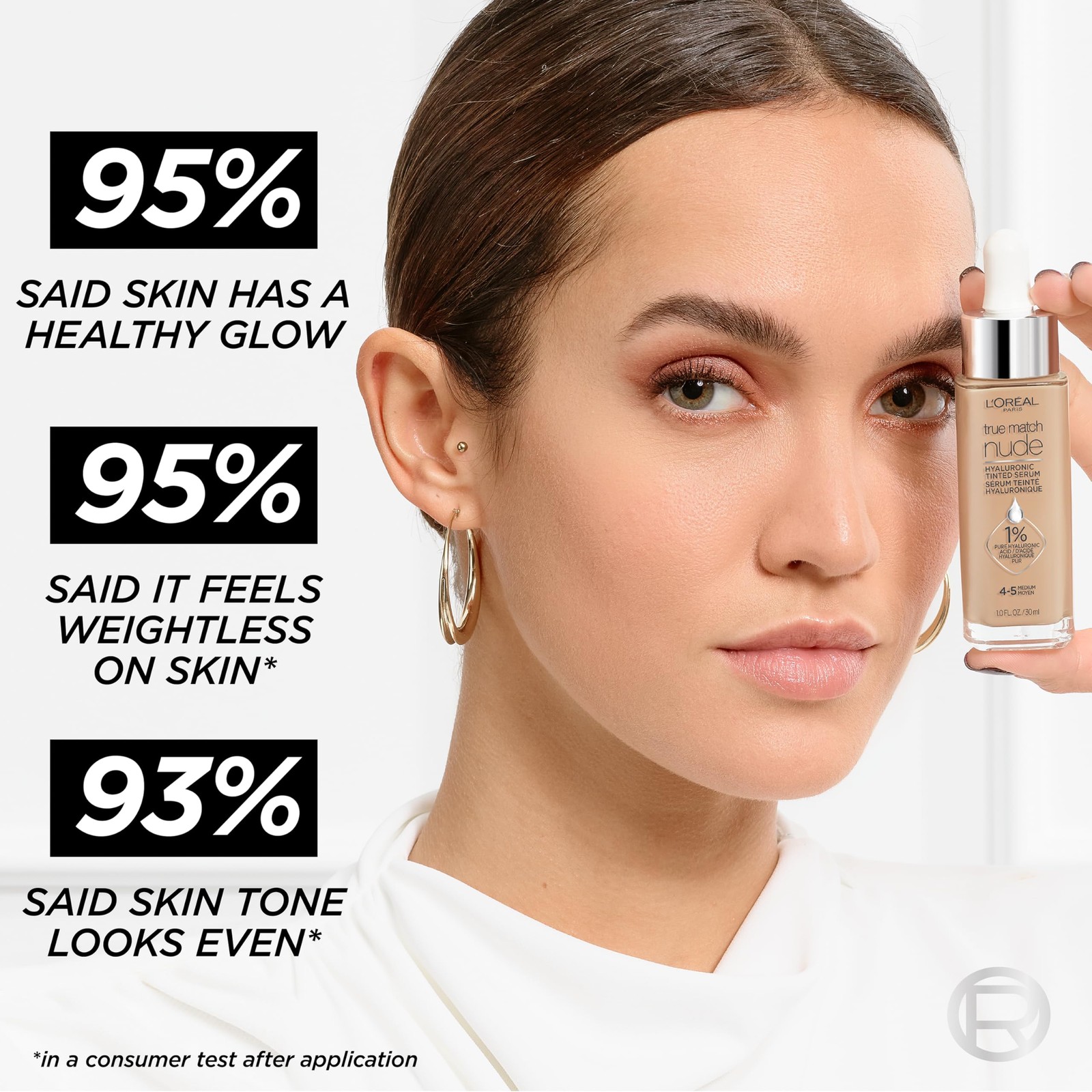 True Match Nude Hyaluronic Tinted Serum Foundation with 1% Hyaluronic acid, L…
