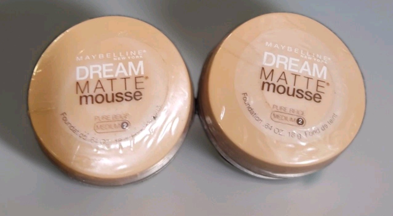 2 PACK Maybelline Dream Matte Mousse Foundation PURE BEIGE Medium 2 Sealed NEW